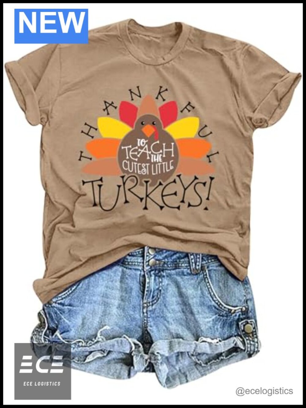 Thankful Turkeys Graphic Teacher T-Shirt Crew Neck Short Sleeve Fall Top